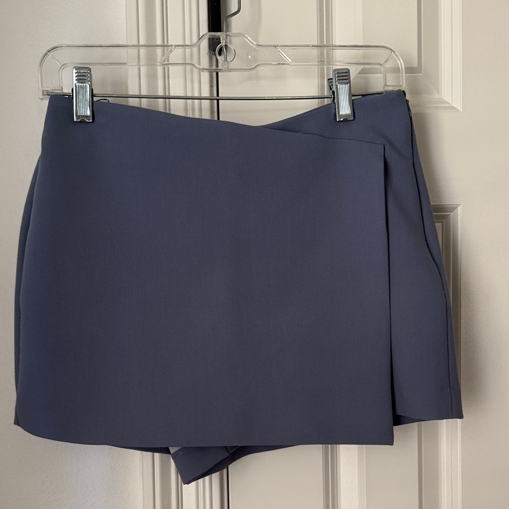 Zara Wrap Mini Skort in Dusty Blue
